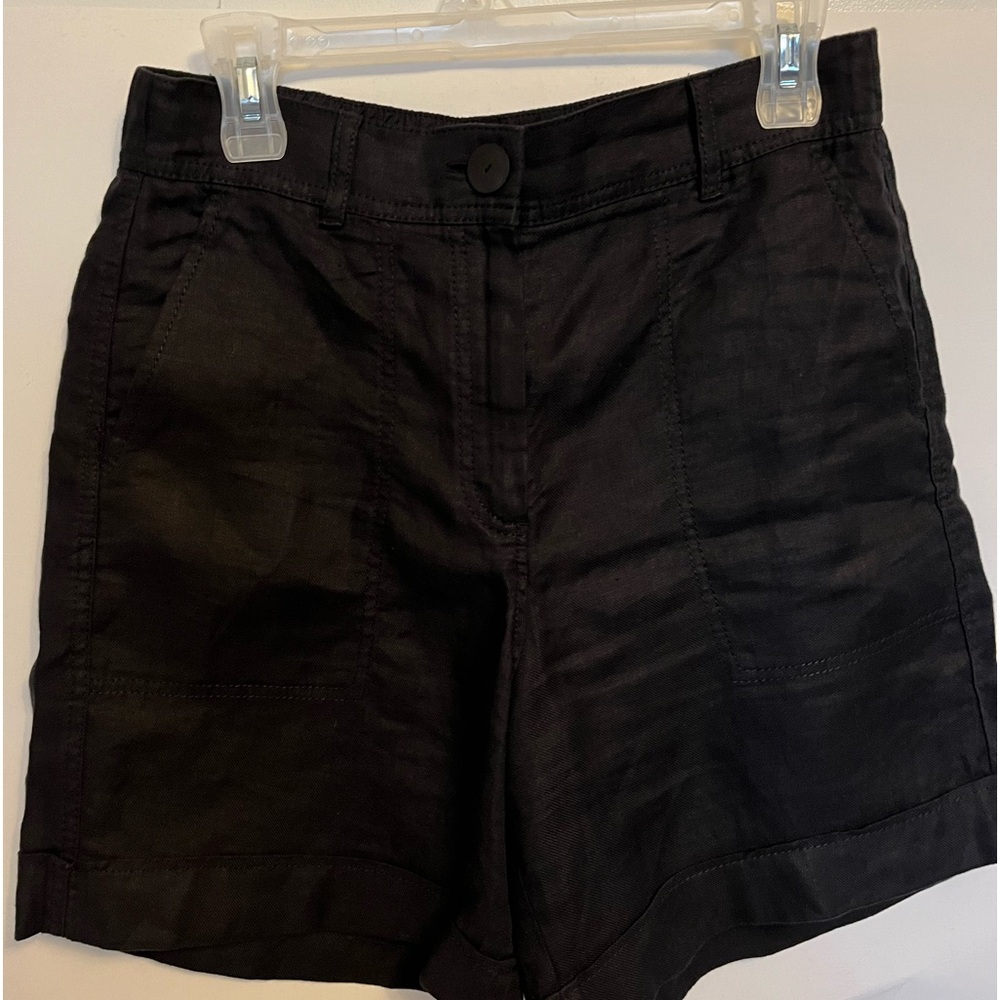Ladies 100% linen shorts in black, Massimo Dutti